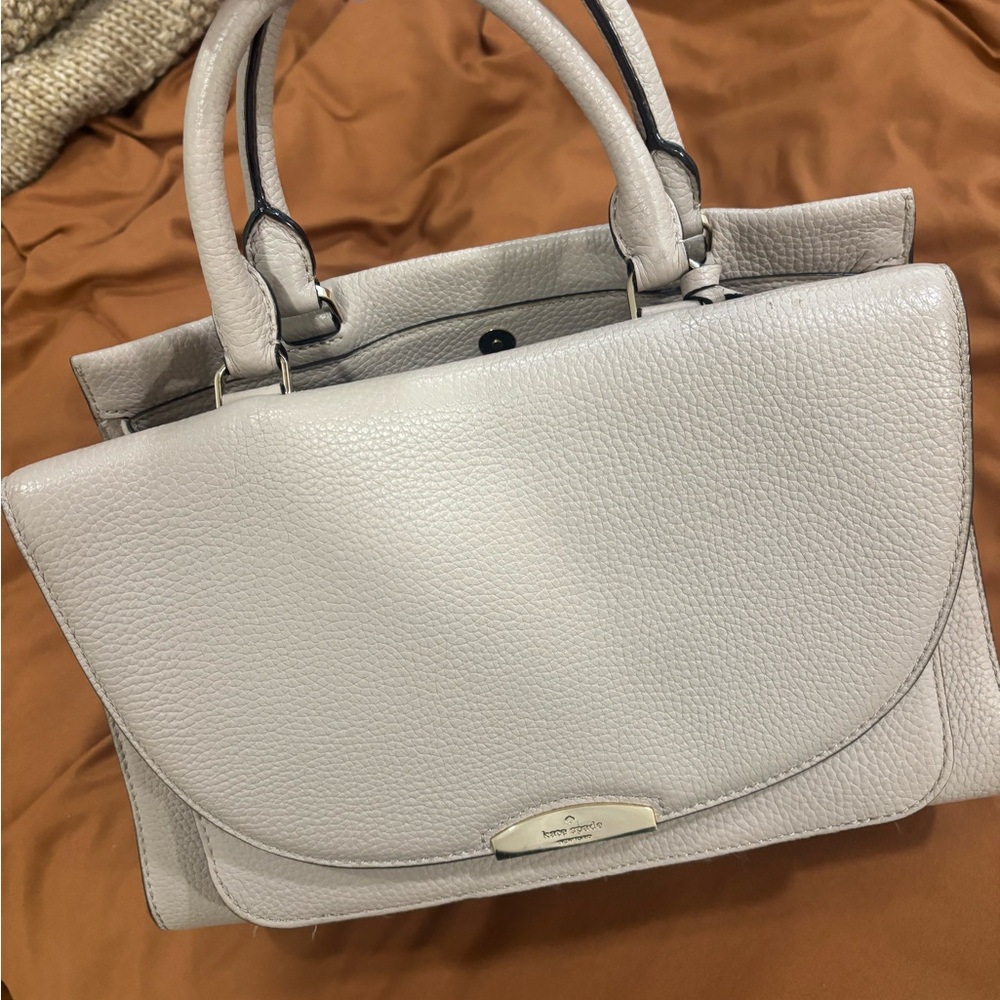 kate spade Pebbled Leather Satchel in Light Taupe - Picture 8 of 8